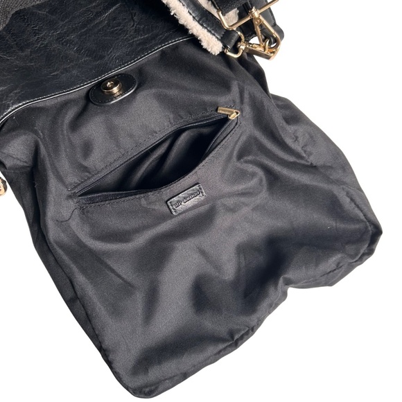 Ah-Dorned Sherpa Trim Vegan Leather Crossbody Shoulder Bag - Picture 8 of 12